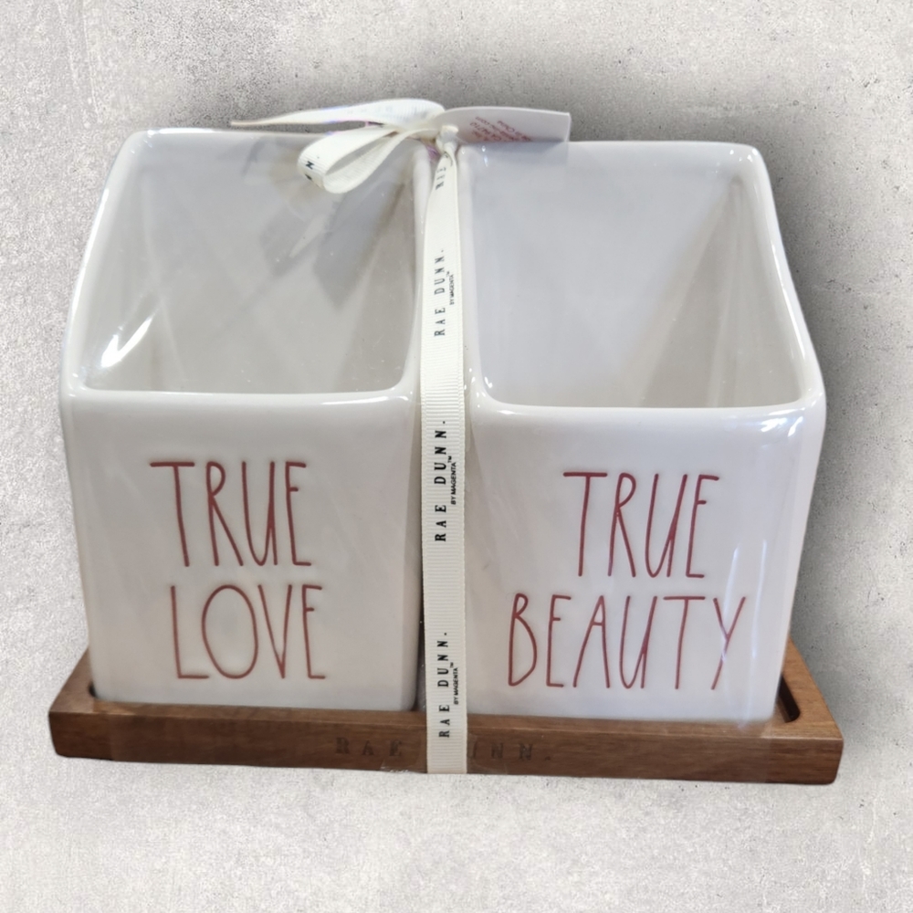 NWT Rae Dunn True Love True Beauty Crramic holders